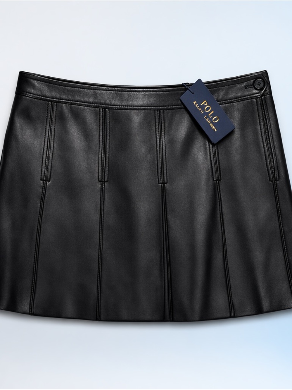 Polo by Ralph Lauren Black Leather Panel Mini Skirt